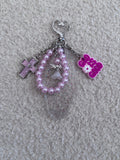 Porte clé / Grigri de Sac Croix Religieuse Rose
