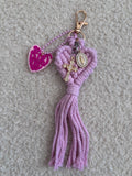 Porte clé / Grigri de Sac Croix Religieuse Rose