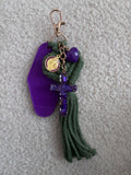 Porte clé / Grigri de Sac Grosse Croix religieuse Violet