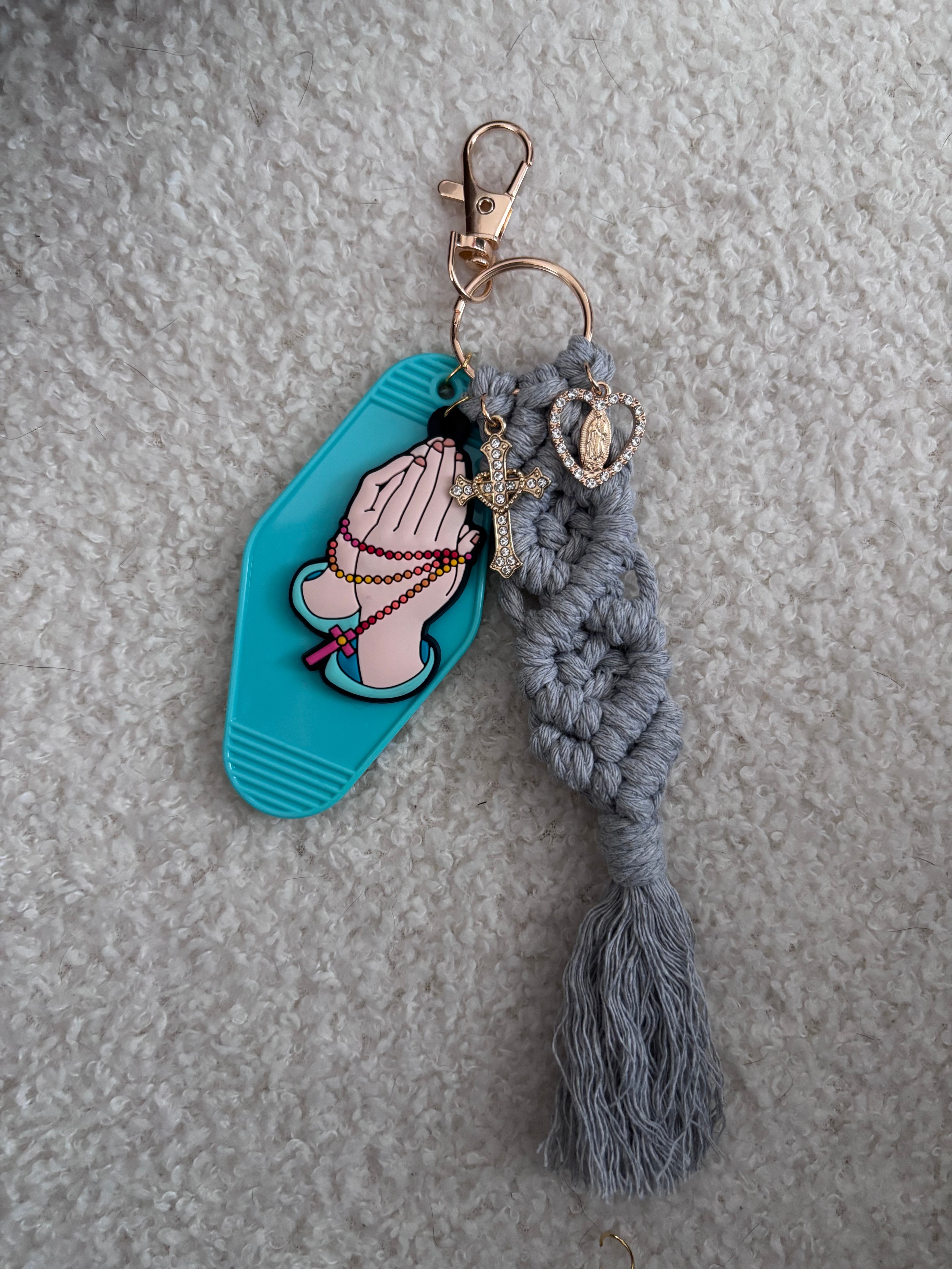 Porte clé / Grigri de Sac mains en Prière